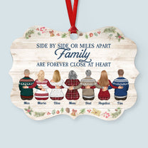 Family Are Forever Close At Heart - Personalized Aluminum Ornament - Christmas Gift Family Ornament For Dad, Mom, Brothers, Sisters - Family Hugging