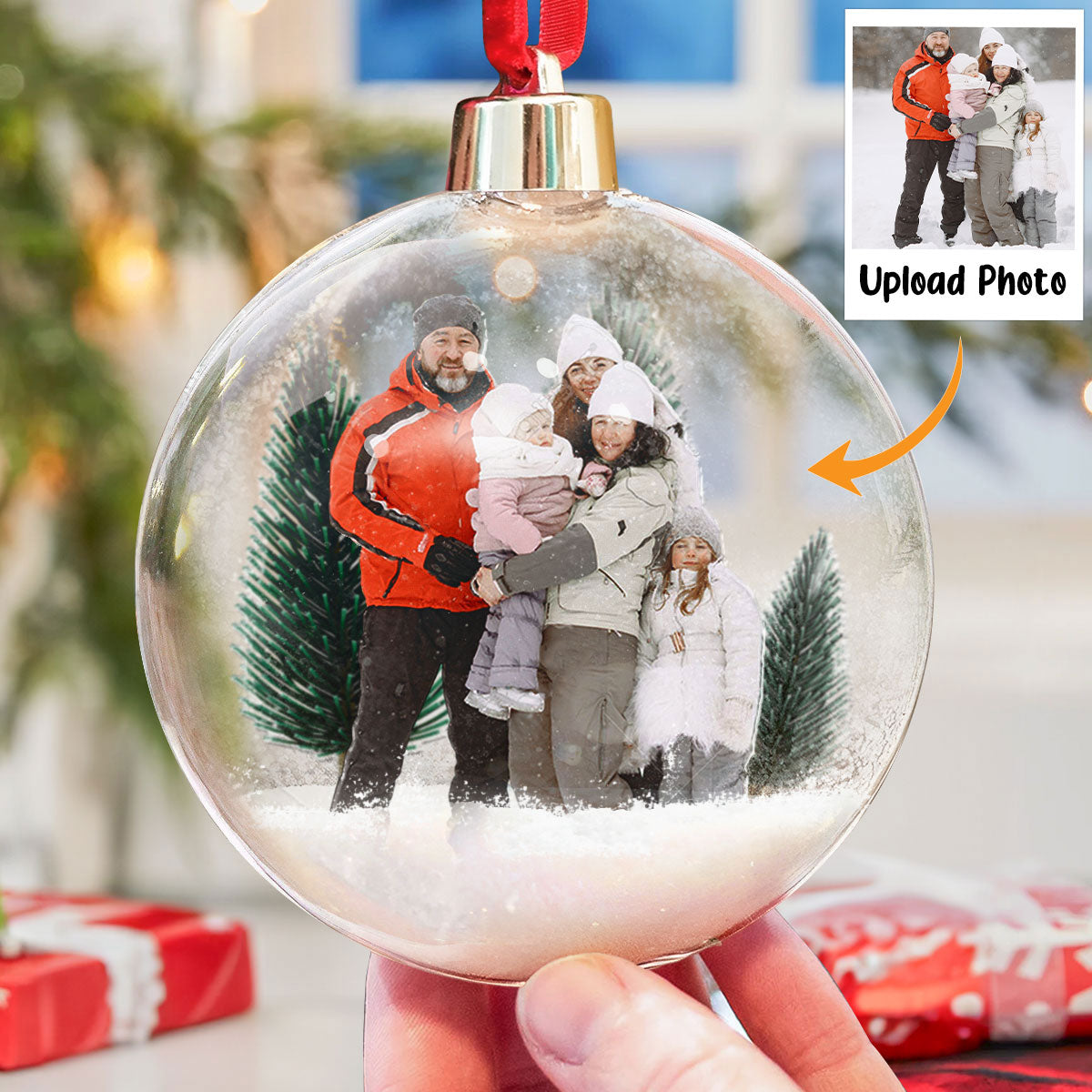 Family Christmas Custom Photo Ornament - Personalized Family Photo Ornament