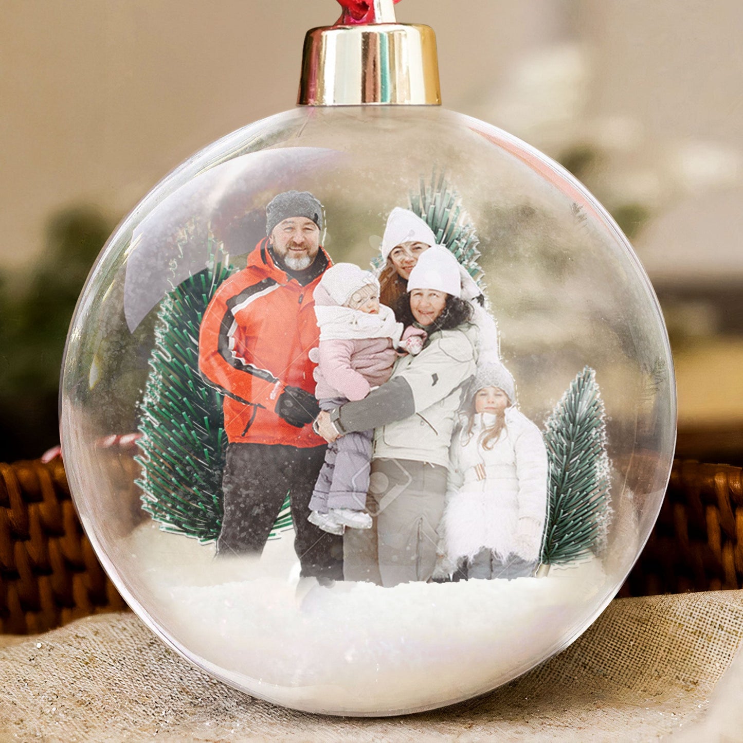 Family Christmas Custom Photo Ornament - Personalized Family Photo Ornament