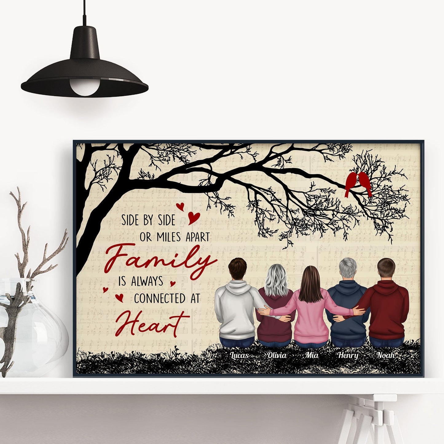 Family Connected At Heart - Personalized Poster/Wrapped Canvas