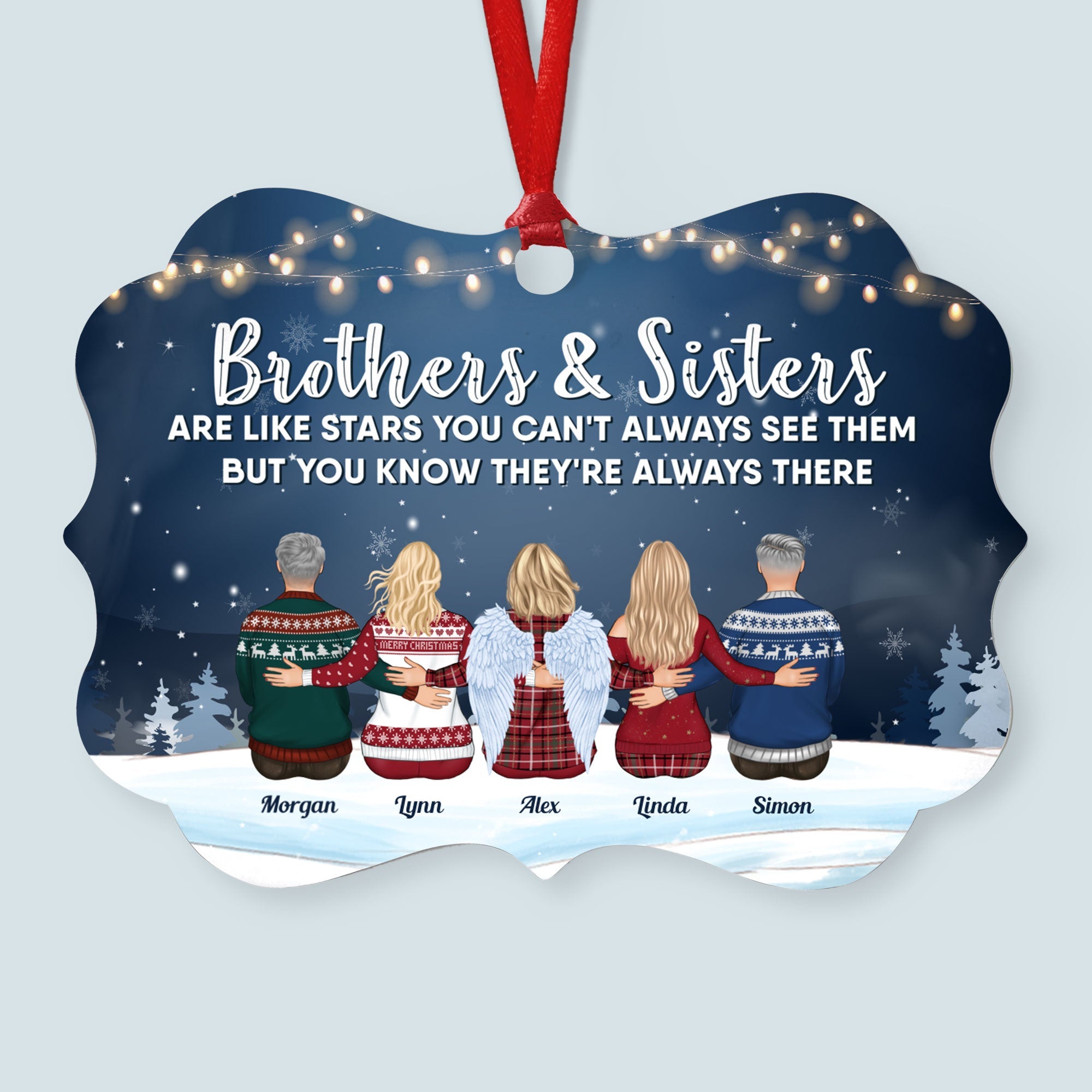 The Love Between Brothers & Sisters Is Forever - Personalized Siblings Ornament - Family Hugging