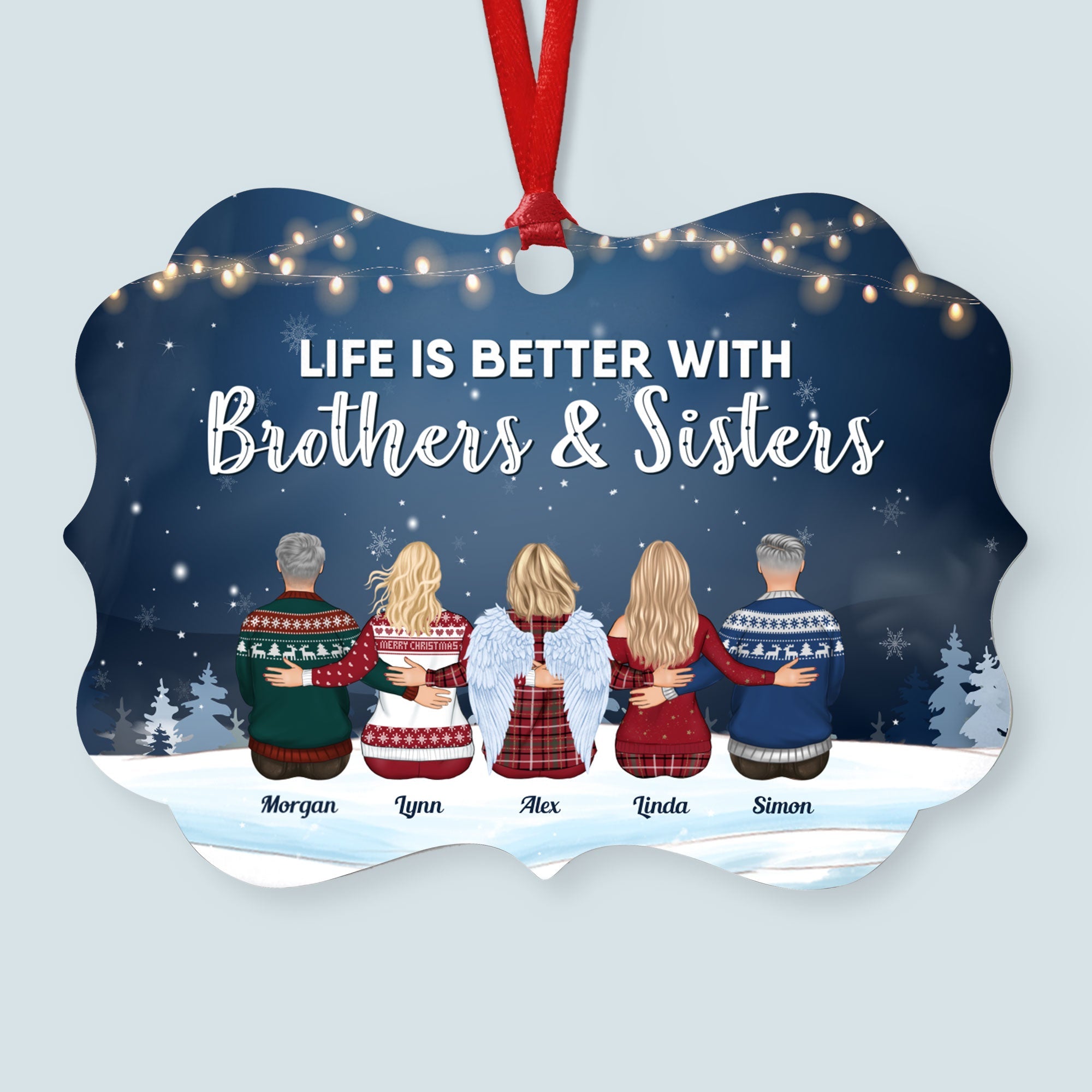 The Love Between Brothers & Sisters Is Forever - Personalized Siblings Ornament - Family Hugging