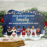 Family Connected By Heart - Personalized Wooden/Aluminum Ornament - Family Hugging