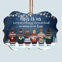 Family Connected By Heart - Personalized Wooden/Aluminum Ornament - Family Hugging