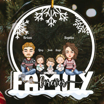 Family Forever - Cartoon Family - Personalized Snow Globe Shaped Acrylic Ornament