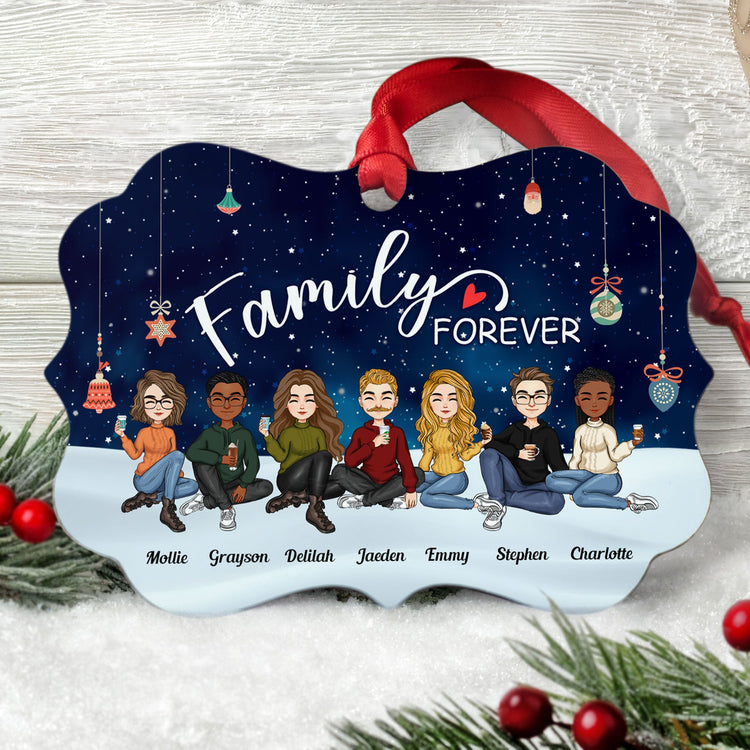 Family Forever - Christmas Eve - Personalized Aluminum Ornament - Christmas, New Year Gift For Family, Sisters, Brothers, Sibling