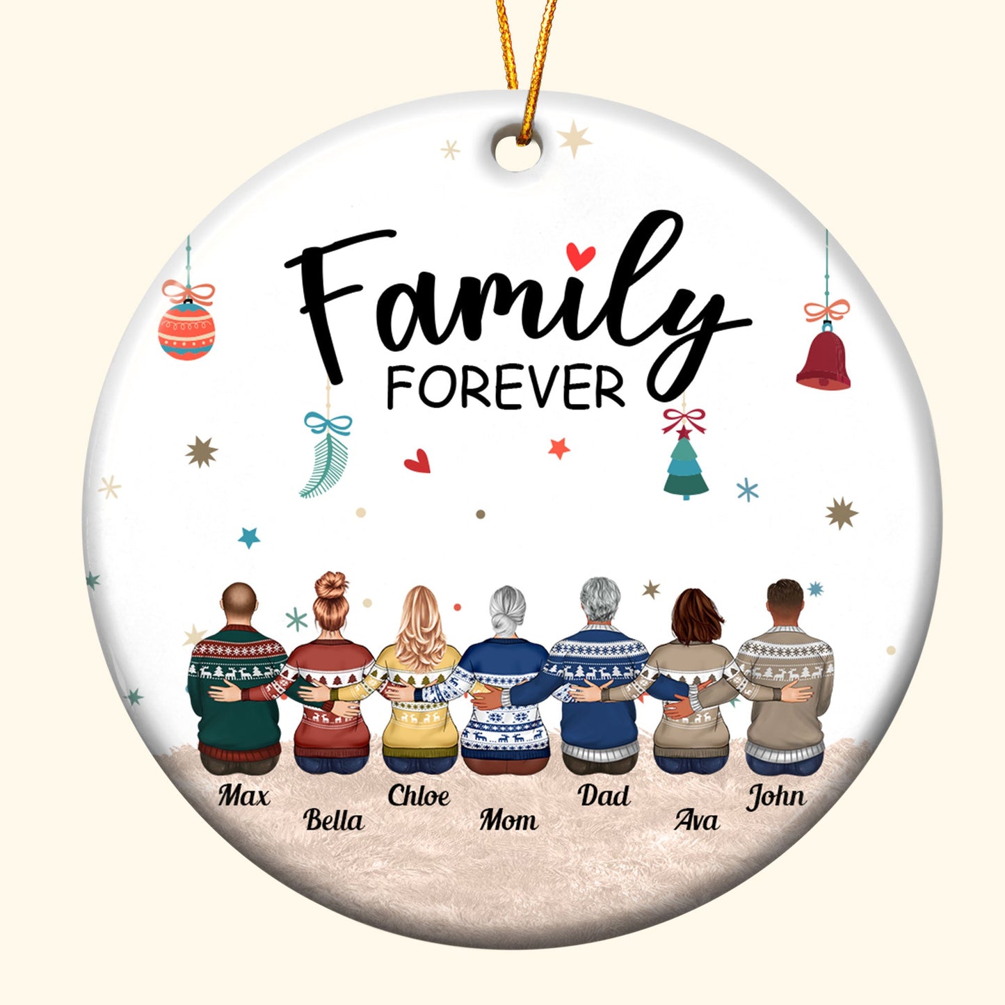 Family Forever - Personalized Ceramic Ornament - Christmas Gift For Family Members, Dad, Mom, Appreciate Gift