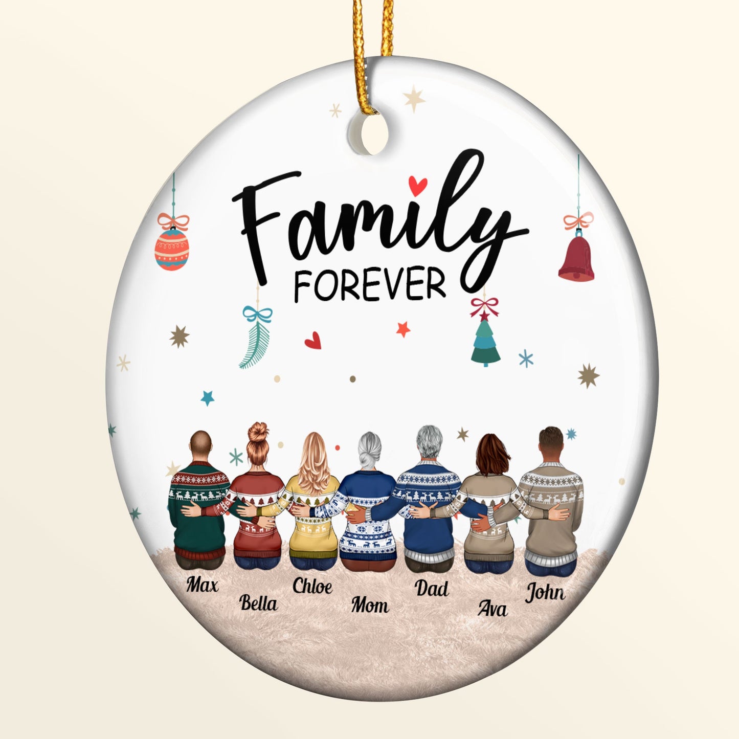 Family Forever - Personalized Ceramic Ornament - Christmas Gift For Family Members, Dad, Mom, Appreciate Gift