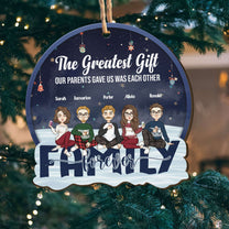 Family Forever - Personalized Custom Shaped Wooden Ornament - Christmas Gift For Family Members, Siblings