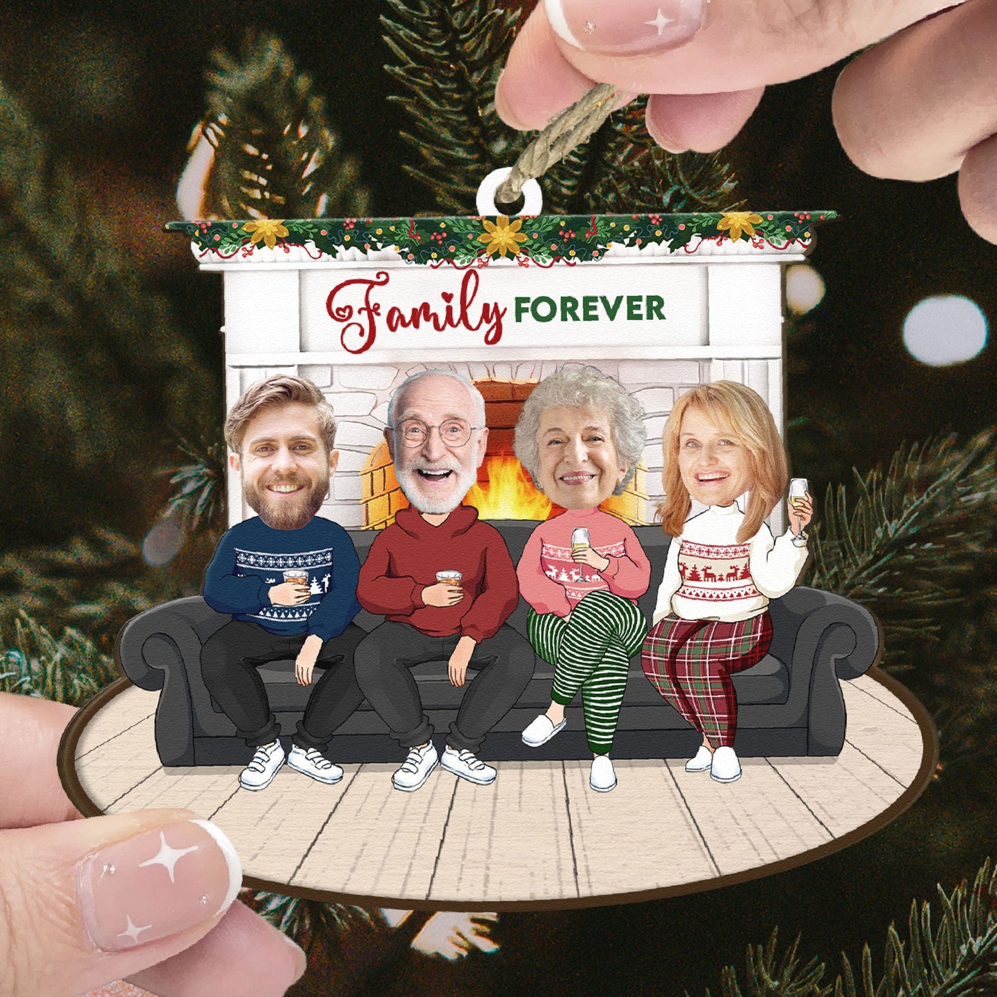 Family Forever - Personalized Wooden Photo Ornament