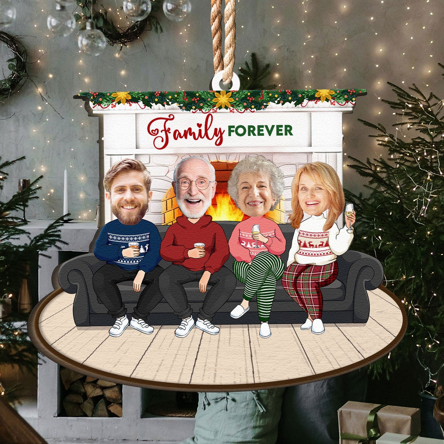 Family Forever - Personalized Wooden Photo Ornament