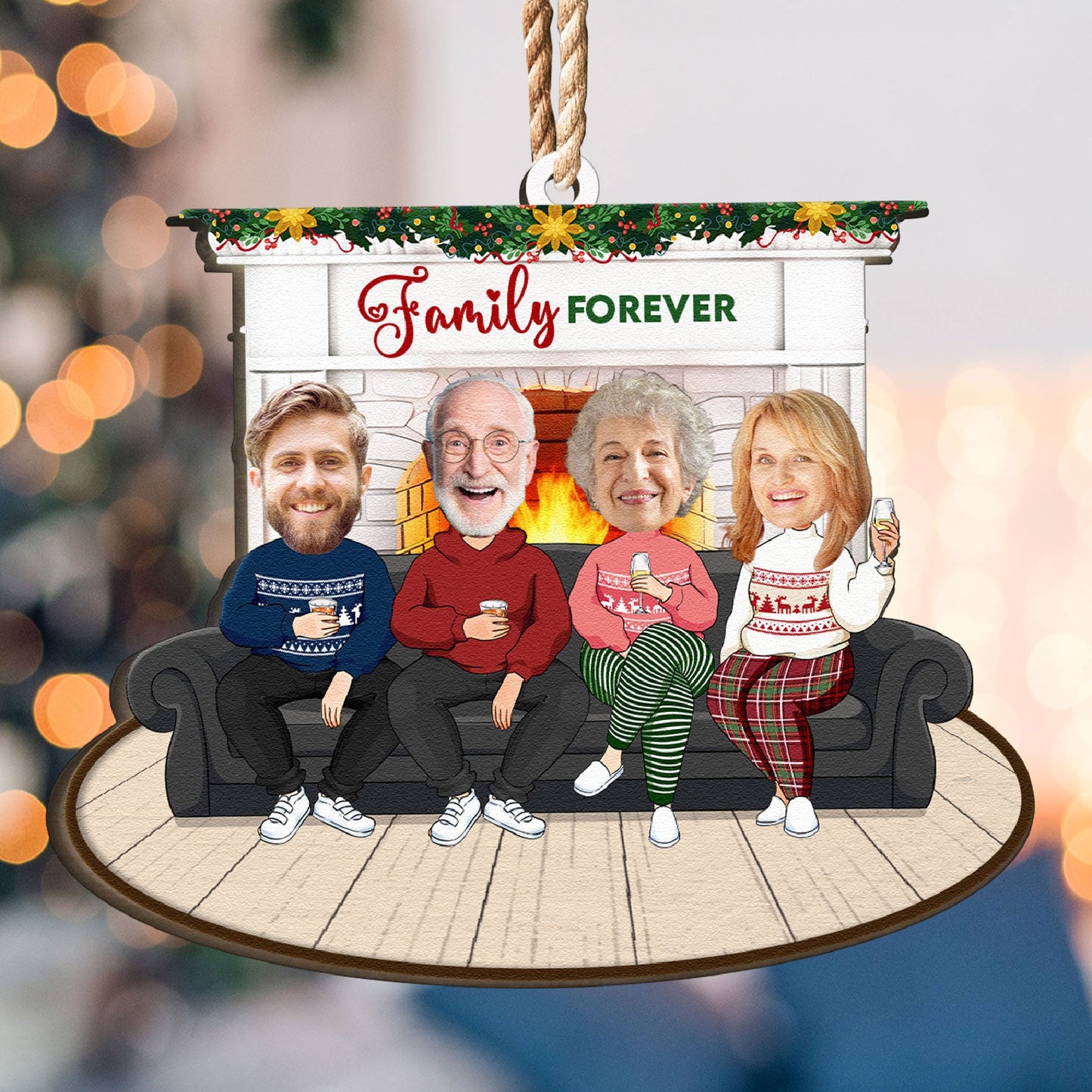 Family Forever - Personalized Wooden Photo Ornament