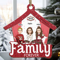 Family Forever - Red Version - Personalized Wooden Ornament