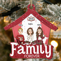 Family Forever - Red Version - Personalized Wooden Ornament