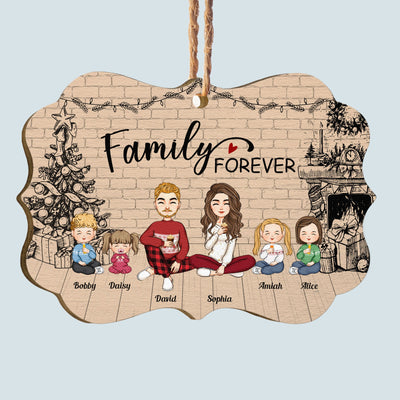 Family Forever - Sketch Version - Personalized Wooden Ornament