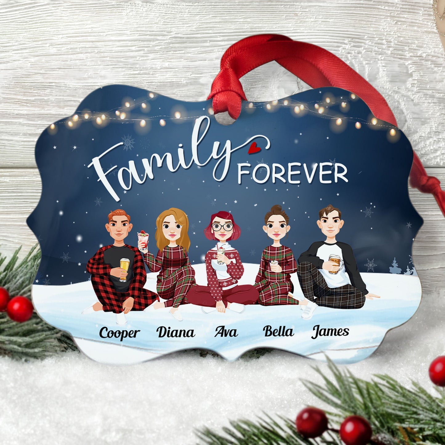 Family Forever (New Version) - Personalized Aluminum Ornament