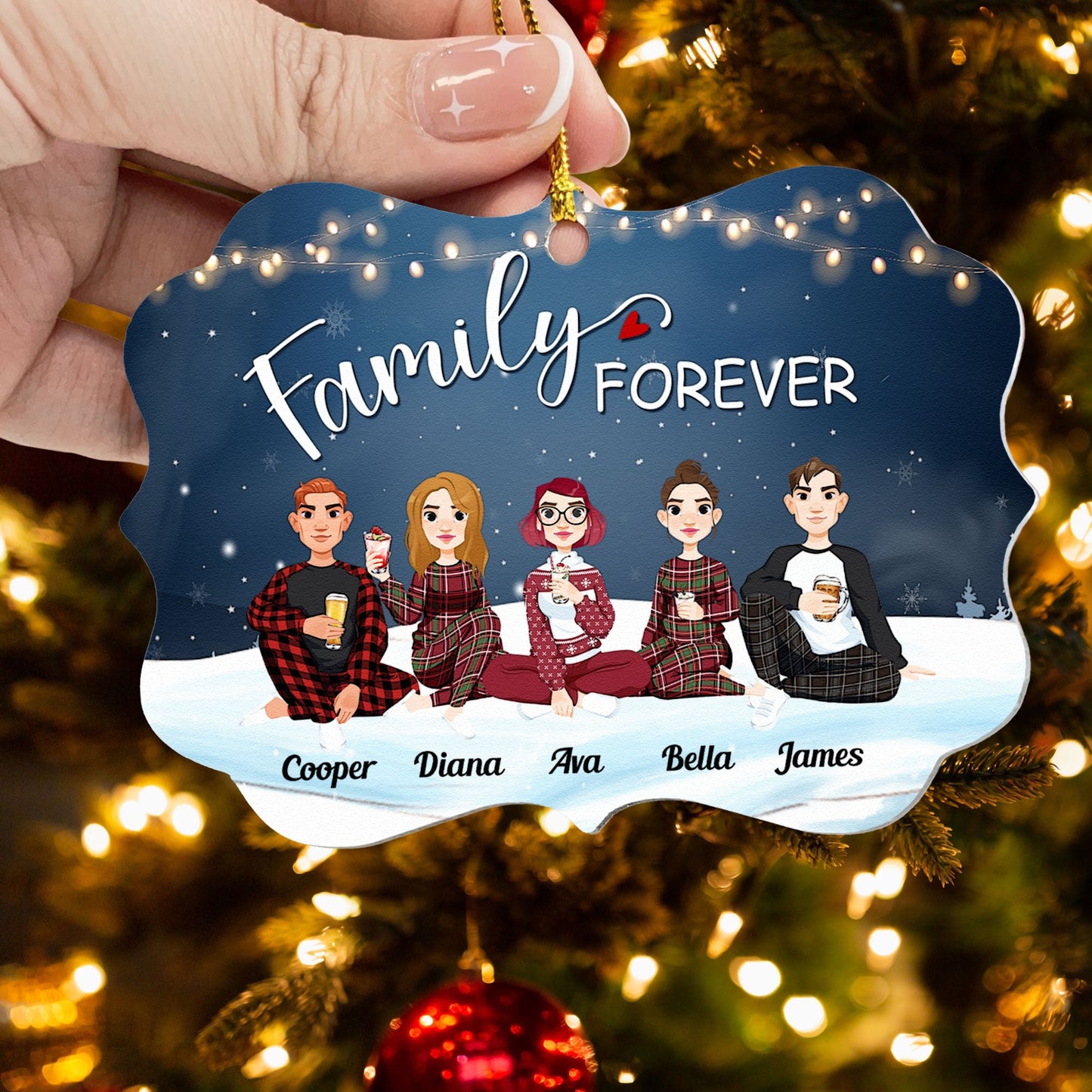 Family Forever (New Version) - Personalized Aluminum Ornament