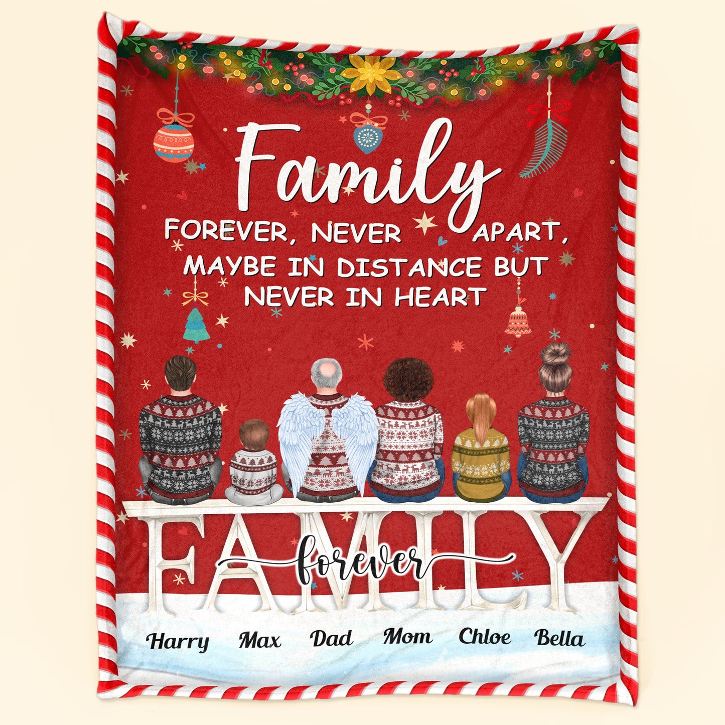 Family Is Never Apart In Heart - Personalized Blanket