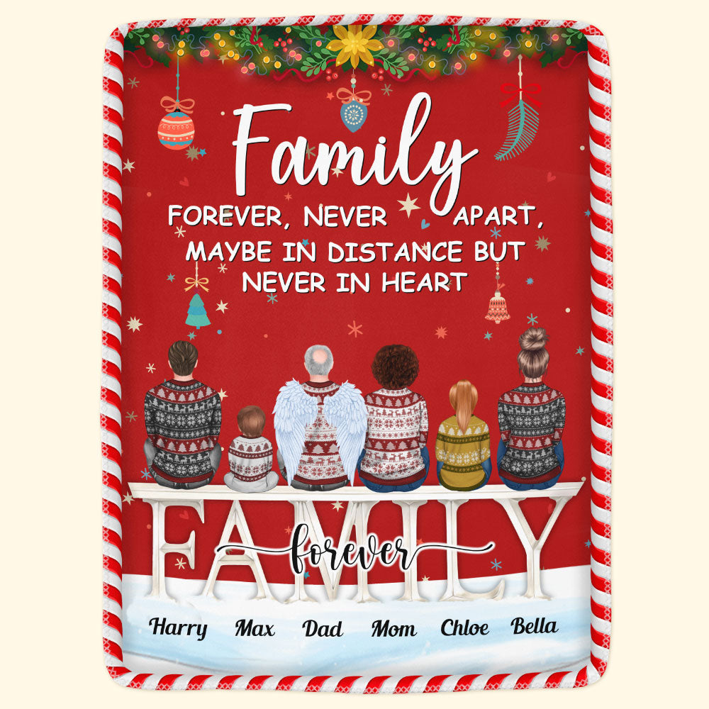 Family Is Never Apart In Heart - Personalized Blanket