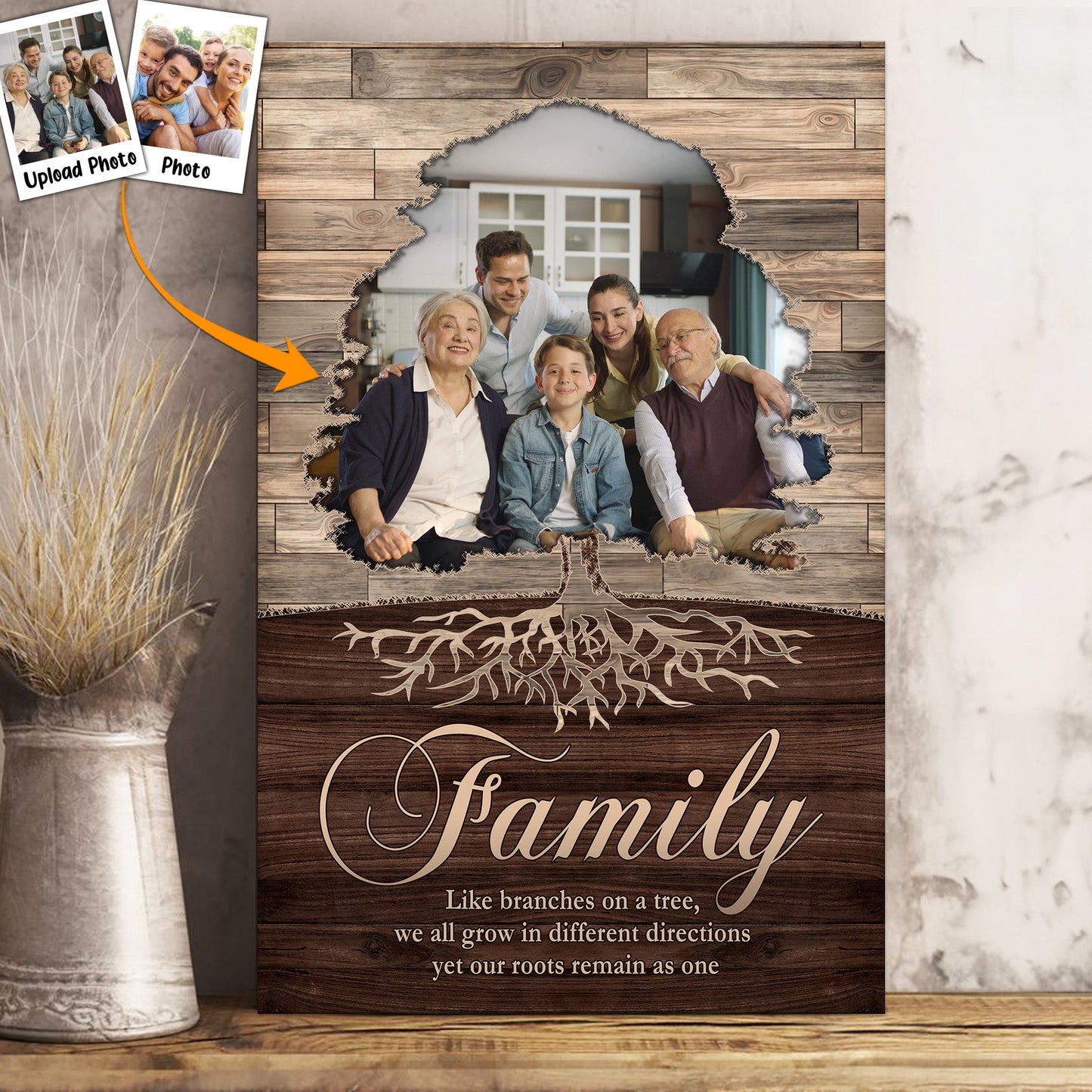 Family Like Branches On A Tree - Personalized Photo Wrapped Canvas