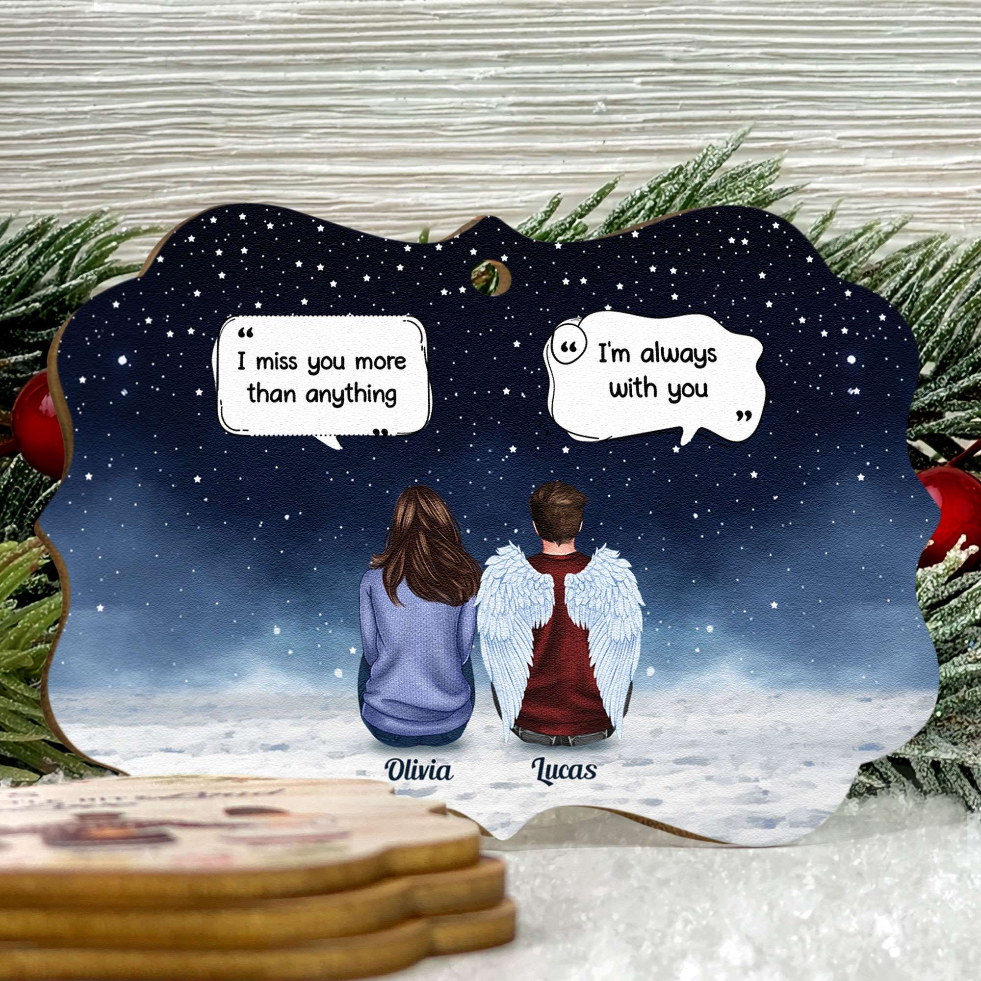 Family Memorial - Personalized Aluminum/Wooden Ornament