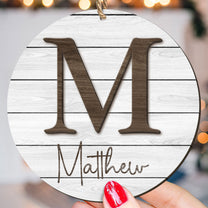 Family Name Last Name Mongram - Personalized Wooden Ornament