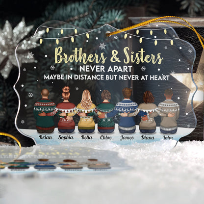 Family Never Apart In Heart - Personalized Siblings Ornament