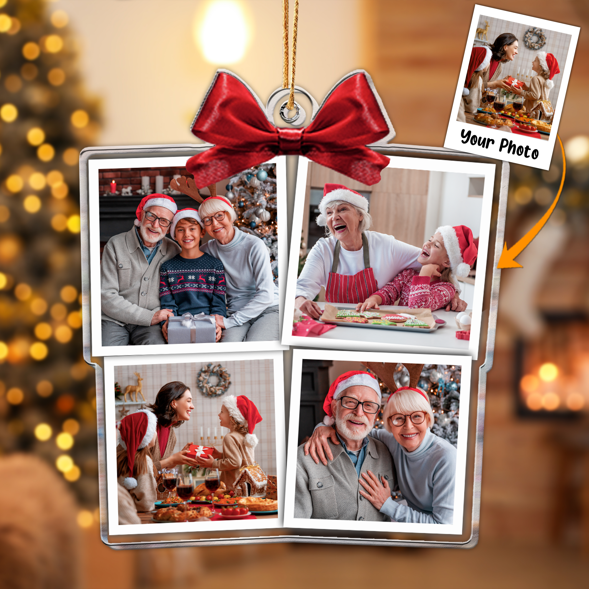 Family Photo Christmas Box Gift - Personalized Acrylic Photo Ornament