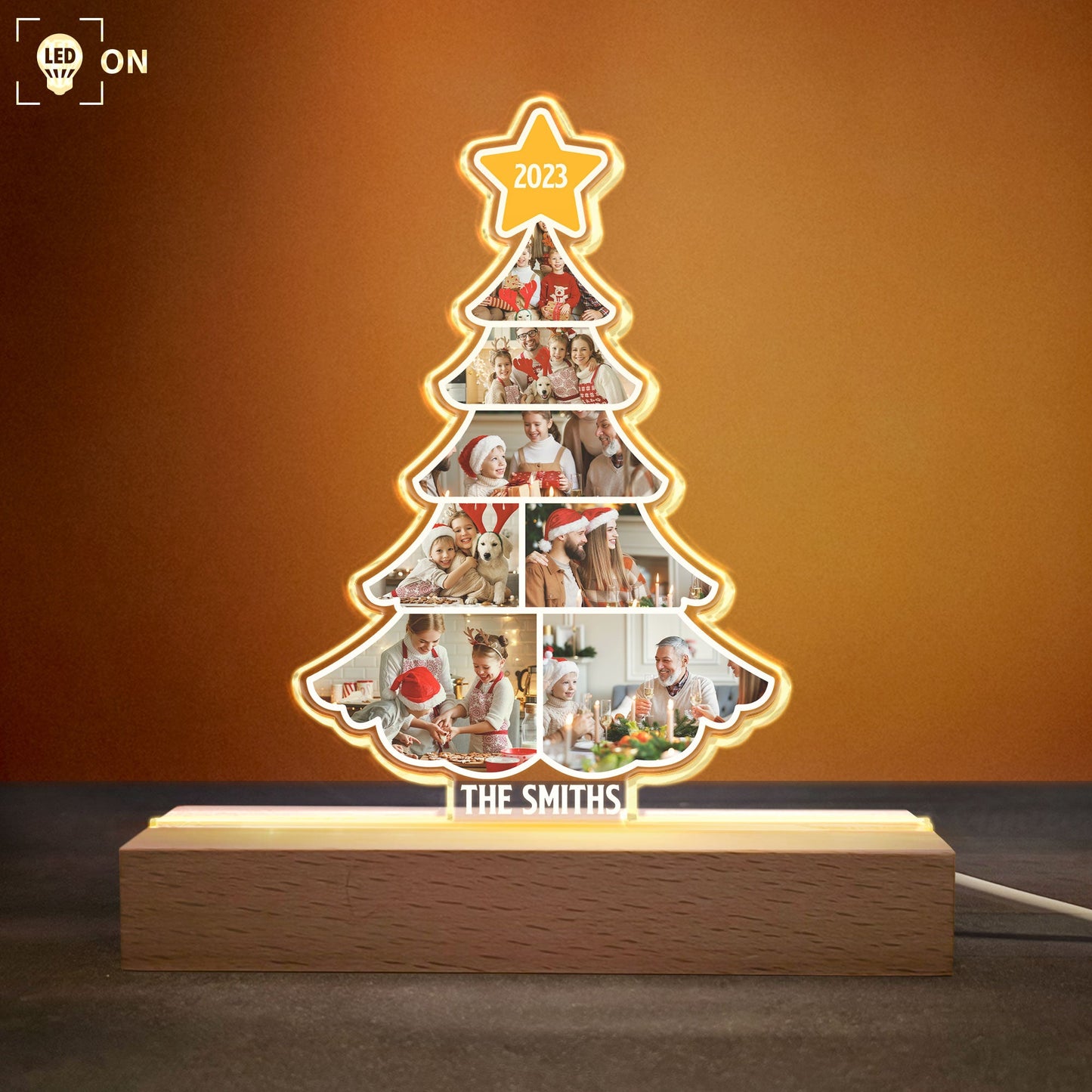 Family Photo Christmas Tree - Personalized Photo LED Light