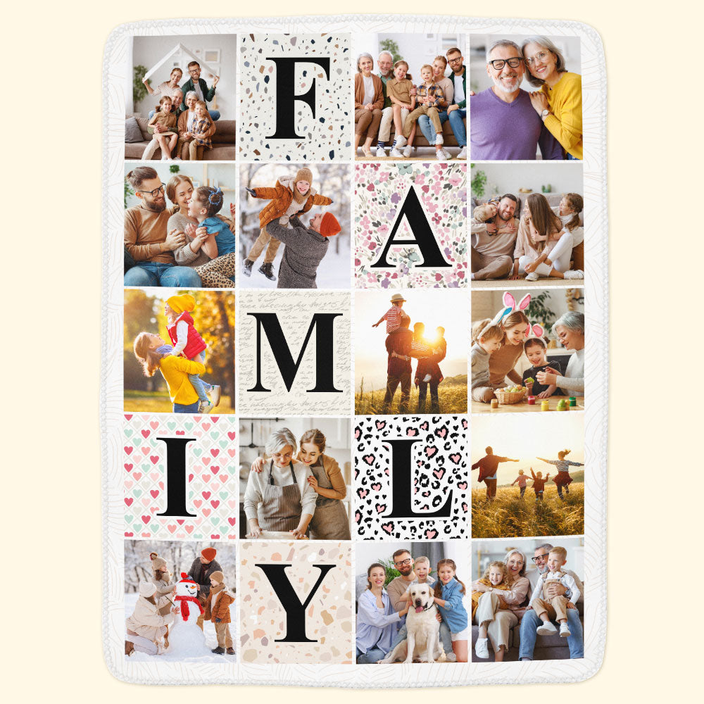 Family Photo Collage - Personalized Photo Blanket