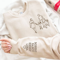 Family Photo Line Art - Custom Photo Embroidered Sweatshirt