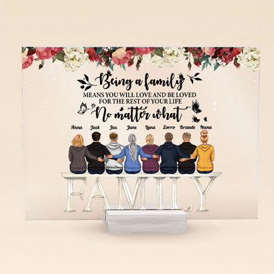 Family Where Life Begins & Love Never Ends - Personalized Acrylic Plaque - Loving Gift For Family, Parent, Mom, Dad, Brother, Sister
