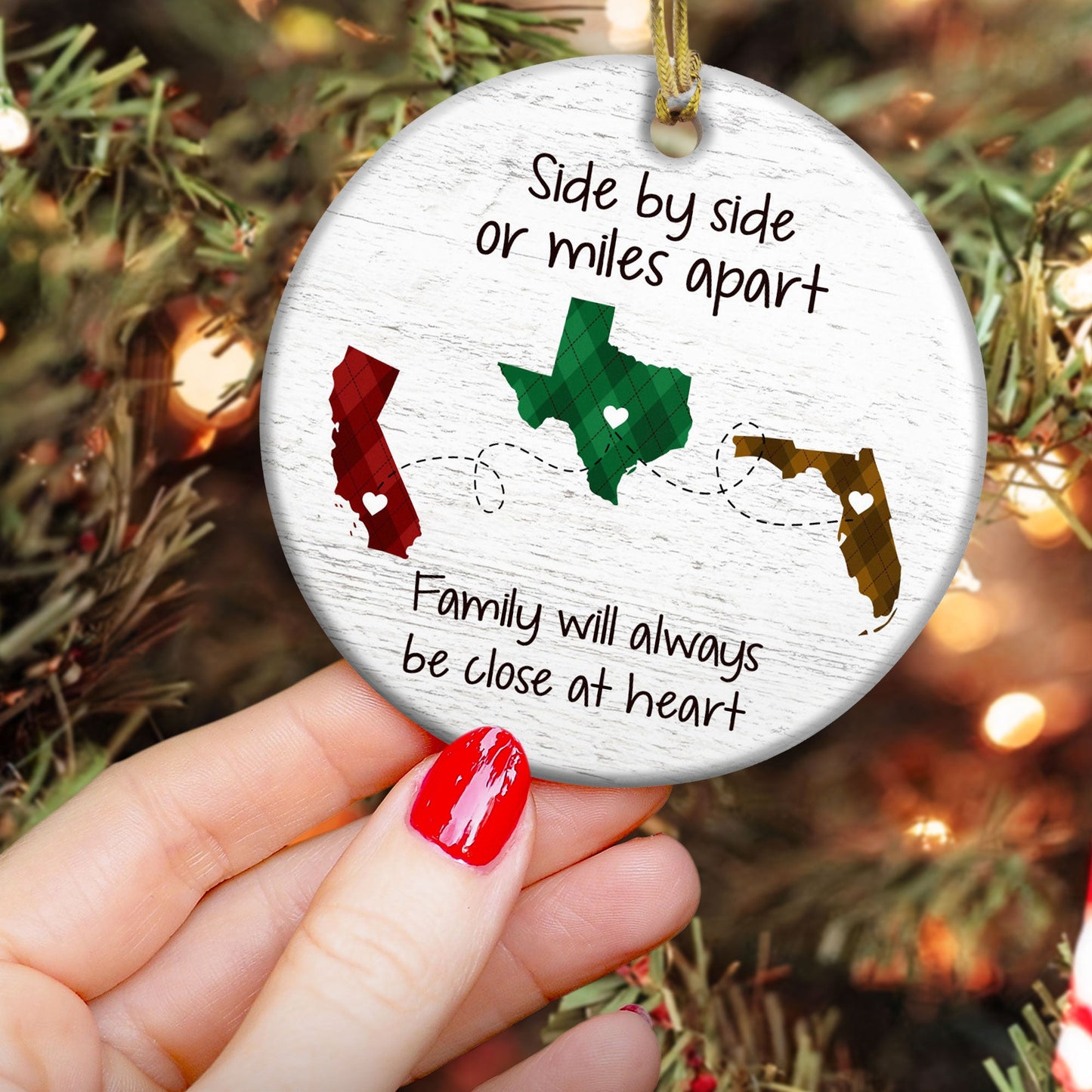 Family Will Always Be Close At Heart - Personalized Ceramic Ornament