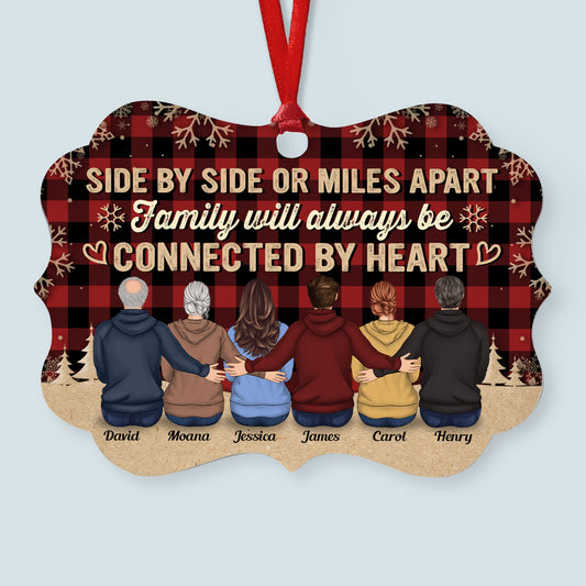 Family Will Always Be Connected By Heart - Personalized Aluminum Ornament - Christmas Gift For Brothers, Sisters 