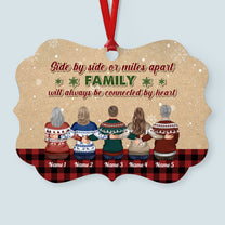Family Will Always Be Connected By Heart - Personalized Aluminum Ornament - Christmas Gift For Family Members