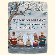 Family Will Always Connected By Heart - Personalized Blanket - Memorial Gift Christmas Gifts For Family Members, Mom, Dad, Brothers, Sisters