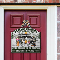 Family & Dogs We're Not Alcoholics They Go To Meetings - Personalized Custom Shaped Wood Sign