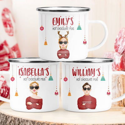 Family & Kids' Hot Chocolate Christmas Coffee Mug - Personalized Enamel Mug
