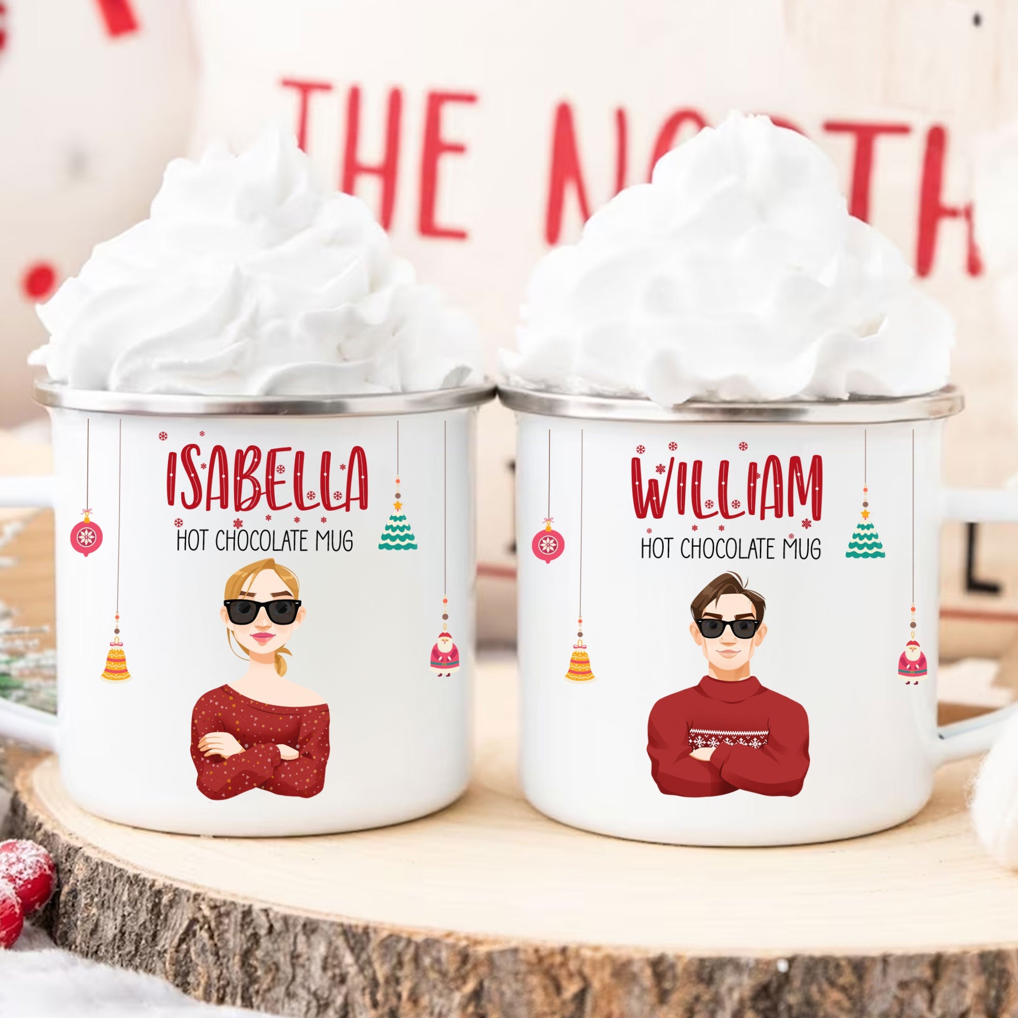 Family & Kids' Hot Chocolate Christmas Coffee Mug - Personalized Enamel Mug
