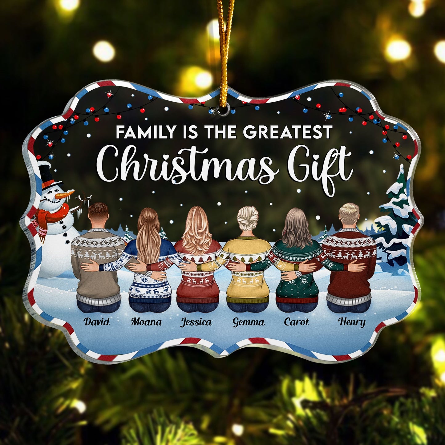 Family Is The Greatest Christmas Gift - Personalized Acrylic Ornament