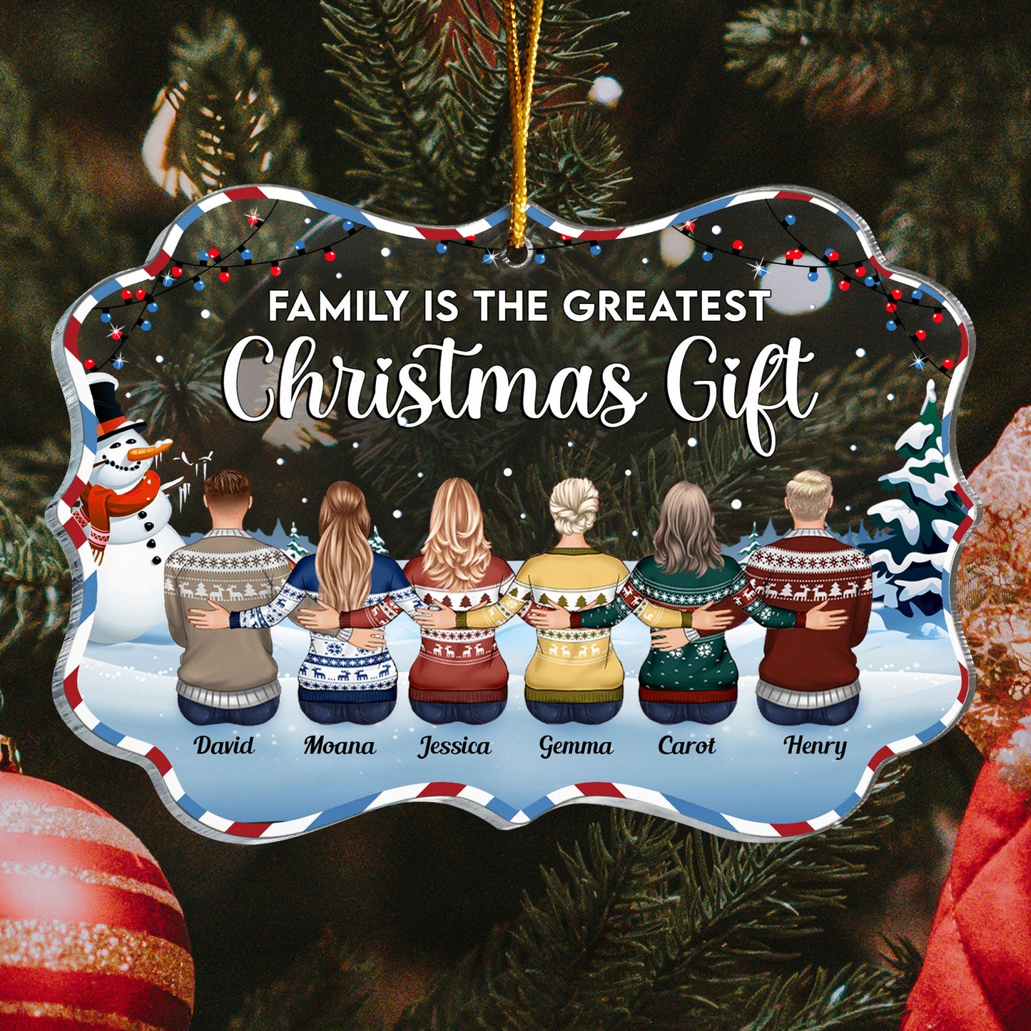 Family Is The Greatest Christmas Gift - Personalized Acrylic Ornament