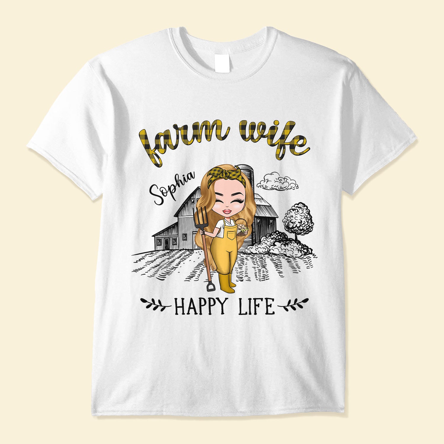Farm Wife, Happy Life - Personalized Shirt - Birthday Gift For Farmer, Farm Lady
