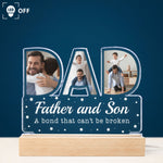 (Photo Inserted) Father And Children - Personalized 3D LED Light Wooden Base