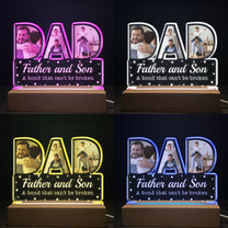 (Photo Inserted) Father And Children - Personalized 3D LED Light Wooden Base