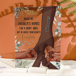 Father Holds Children's Hearts Forever - Personalized Acrylic Plaque Black Version