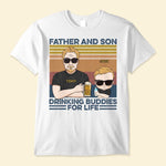 Father Mother Son Daughter Drinking Buddies - Personalized Shirt - Birthday And Christmas Gift For Father, Mother - Drinking Family