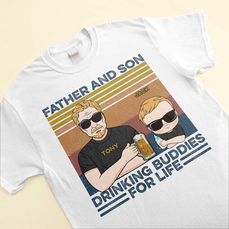 Father Mother Son Daughter Drinking Buddies - Personalized Shirt - Birthday And Christmas Gift For Father, Mother - Drinking Family
