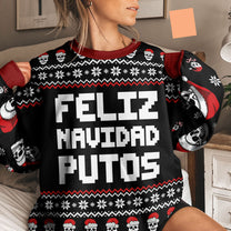 Feliz Navidad Putos Funny Skull Skeleton - Personalized Ugly Sweater