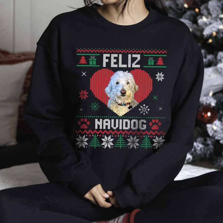 Feliz Navidog Christmas Shirt - Personalized Photo Shirt