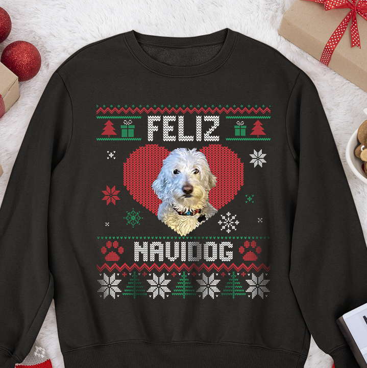 Feliz Navidog Christmas Shirt - Personalized Photo Shirt